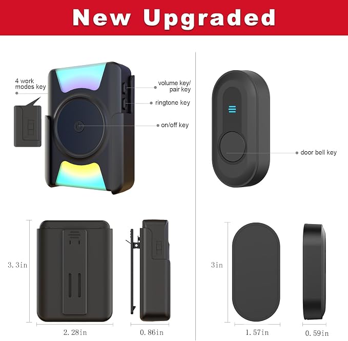 CallToU Hearing Impaired Doorbell, Waterproof Door Chime Kit 1000ft Wireless