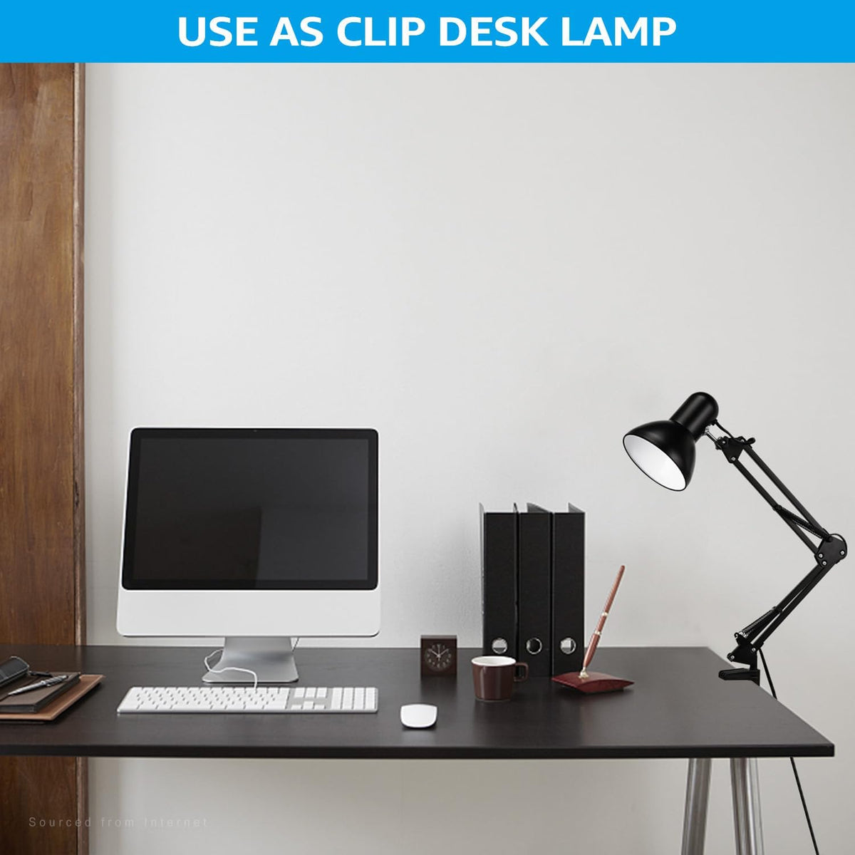 TORCHSTAR Metal Desk Lamp, Adjustable Swing Arm, E26, Black (Pack of 2)