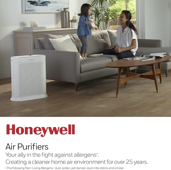 Honeywell HPA300 HEPA Air Purifier, Airborne Allergen Reducer for Large Rooms (465 sq ft), White - Wildlfire/Smoke, Pollen, Pet Dander, and Dust Air Purifier
