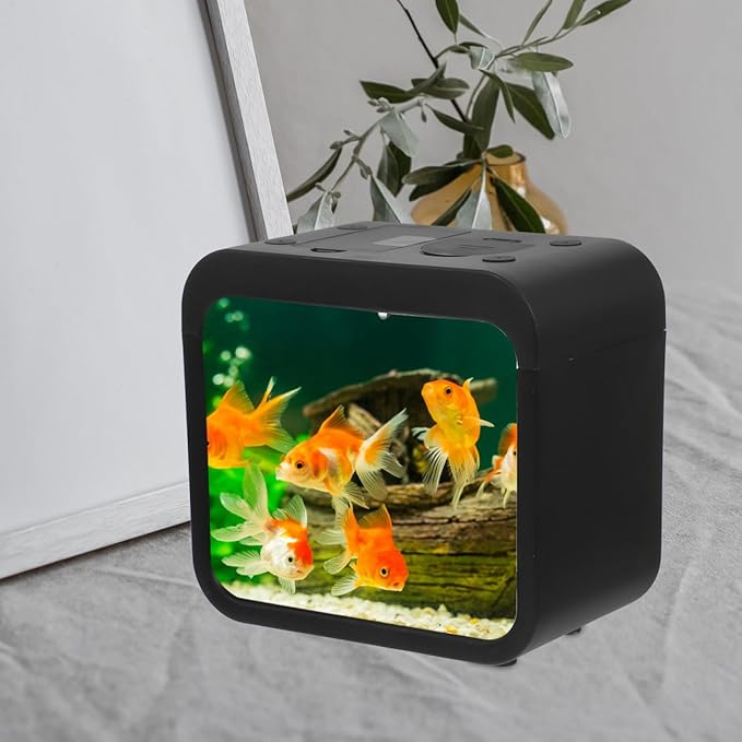 Mini Fish Tank with Light Transparent Fish Breeding Box for Betta Small Aquarium for Home Decor and Desktop Use Color Changing
