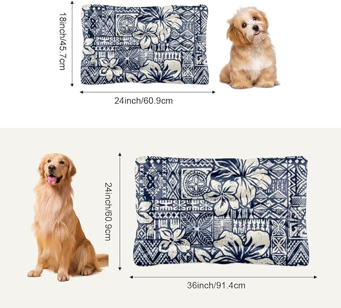 Navy Floral Geometric Doggy Beds for Medium Dogs Crate Mat Washable Dog Kennel Pads for Crates Crate Beds Washable Non-Slip Dog Bed Furniture Bed Pet & Mat Doggy Indoor Outdoor 24X18 Inch