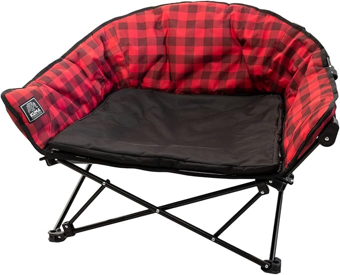 Kuma Outdoor Gear Lazy Bear Dog Bed with Carry Bag, Ultimate Portable Luxury Outdoor Dog Bed for Camping, Glamping & Outdoor Adventures (Red/Black)