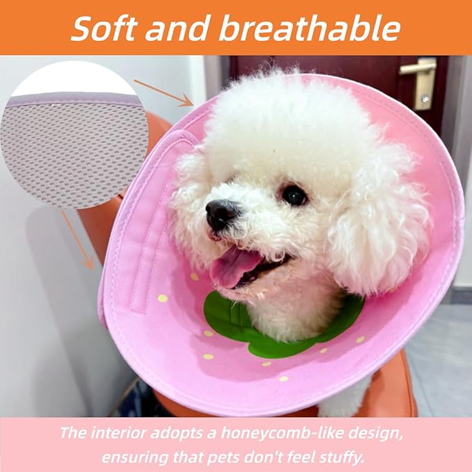 Soft Dog Cone Collar for Dogs After Surgery, Adjustable Dog Recovery Cone Collar for Medium Small Puppy Dogs and Cats to Stop Licking (Watermelon L)