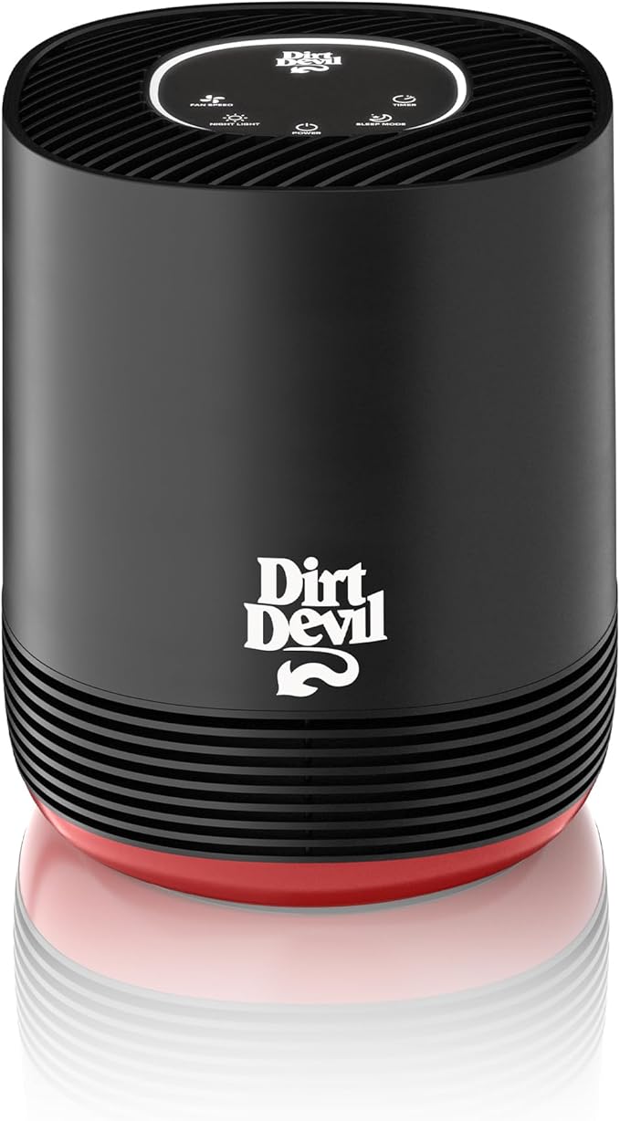 Dirt Devil Air Purifier, Powerful HEPA Filter with 360 Degree Air Intake, Neutralize Odor, Captures 99.97% of Particles, Dust, Pollen, Pet Dander and Smoke, Air Purifiers for Home