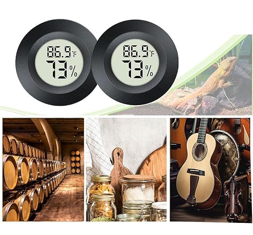 2 Pack Hygrometer Thermometer Digital Humidity Meter Indoor/Outdoor Humidity Monitor Reptile Thermo-Hygrometer for Greenhouse Humidors Terrarium Jars, Fahrenheit (℉) /Celsius(℃) (2)