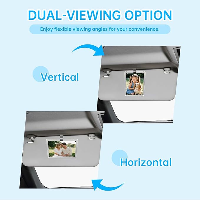 6 Pack Magnetic Car Visor Photo Holder – Personalized Acrylic Clip for Family, Pets, Travel Pictures – Easy Snap-On Car Accessory for Sun Visor (6 Pack, 2.4''x3.5'')