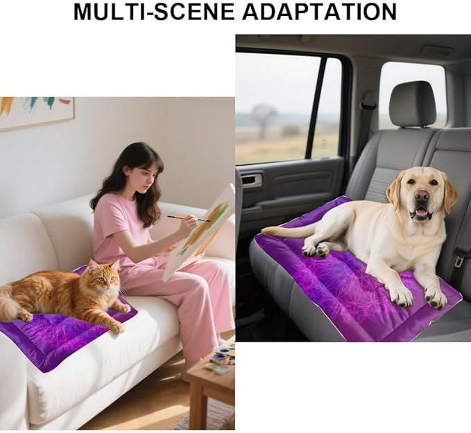 Purple-Pink Line Art Mandala Crate Dog Bed Dog Cage Mats for Crates Cage Pad Bedding for Crate Washable Non-Slip Chew Resistant Bed Bedding Pad Mat Products Dogs Indoor Outdoor 36X24 Inch