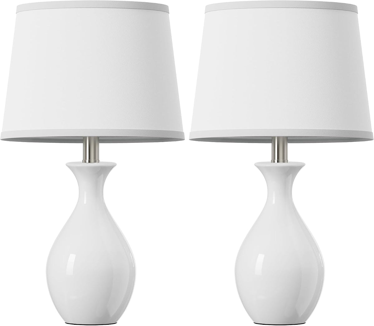 PARTPHONER Table Lamp Set of 2, Modern Ceramic Bedside Lamps for Night Stands, Classic Small Lamp Nightstand Lamp for Bedroom Living Room Desk End Table Rocker Swtich White