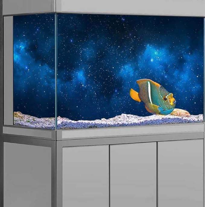 72X24IN Starry Aquarium Background, Art Starry Fish Tank Decorations Background, with 8 EVA Double-Sided Tape