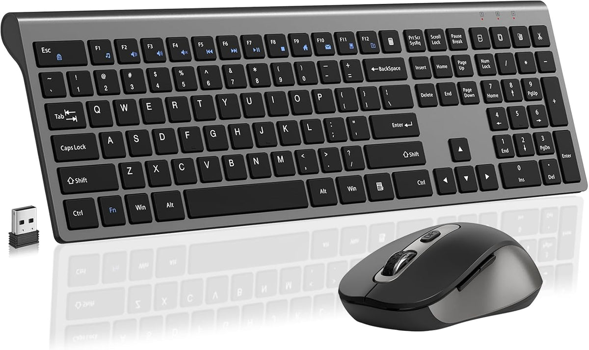 Ultra Thin Ergonomic Silent Wireless Keyboard Mouse Combo Grey