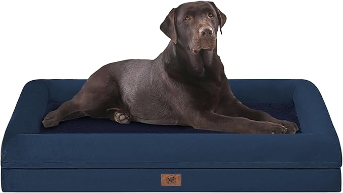 Orthopedic Washable Large Dog Bed, Jumbo Dog Bed Bolster Waterproof, XXXL Big Pet Beds for Extra Large Dogs with Removable Cover, Navy