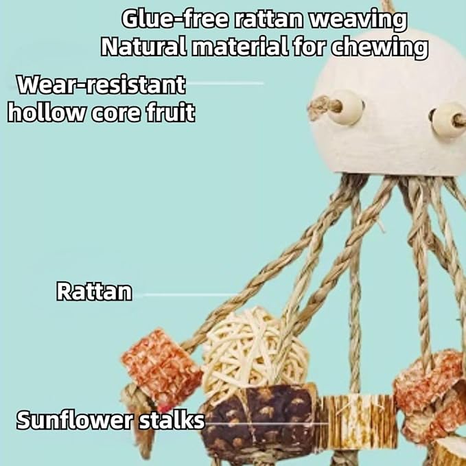 Bird Toys, Chewing for Parrot, Natural Nut Hanging for Parakeet,Lovebirds,Finch,Cockatiel, Conure, Quaker (A)