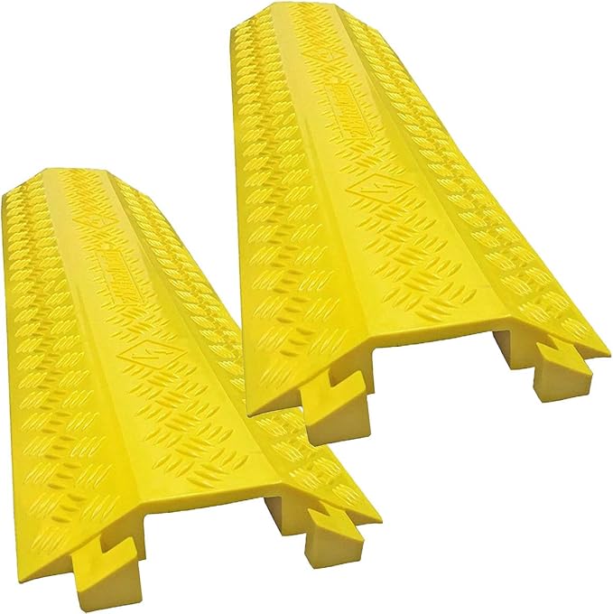Electriduct Drop Trak Cable & Hose Protector Cord Cover - Medium - Yellow - 2 Pack