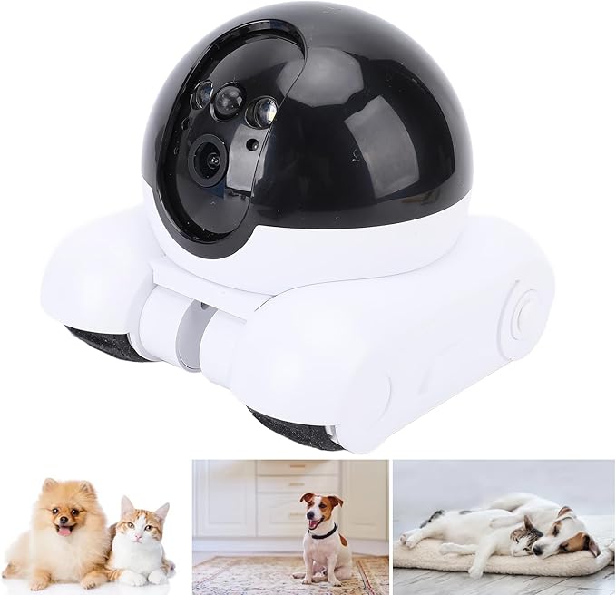 Ejoyous Pet Robot Camera, Double Lens 1080P Pictures Watching App, 5200mAh Battery Remote Control Wheels, Two Way Talk Interaction, One Click Feature, Supports 128G Storage Card