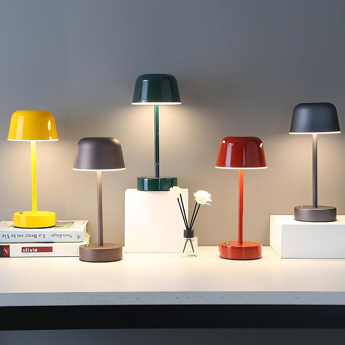 Red Mushroom Cordless Table Lamps Rechargeable, Battery Powered Table Lamp