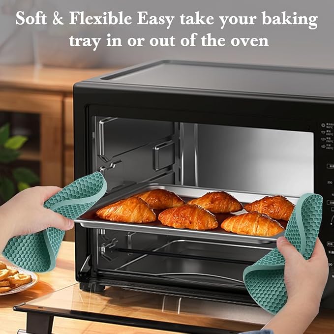 4 Pack Silicone Trivets for Hot Dishes, Dark Green Silicone Hot Pads Trivet for