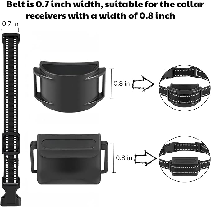 Dog Training Collar Replacement and Shock Collar Strap - 3/4 Inch Wide Adjustable Nylon Band with Reflective Replacement Strap for E Collar and Bark Collar (Black)