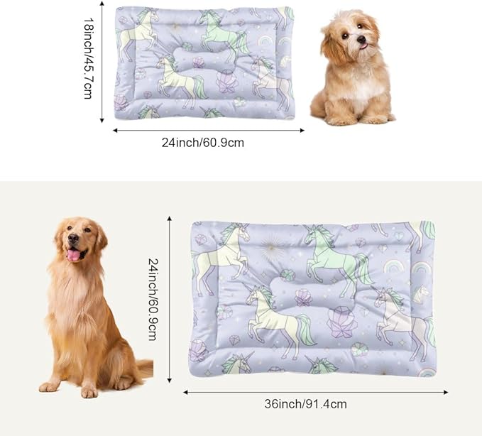 Dreamy Horse Pale Purple Removable Dog Bed Dog Crate Mat Washable Pet Pad Washable Beds for Crates Non-Slip Medium Crate Bed Kennel Beds for Crates Pet Mats Pillow Indoor Outdoor 36X24 Inch