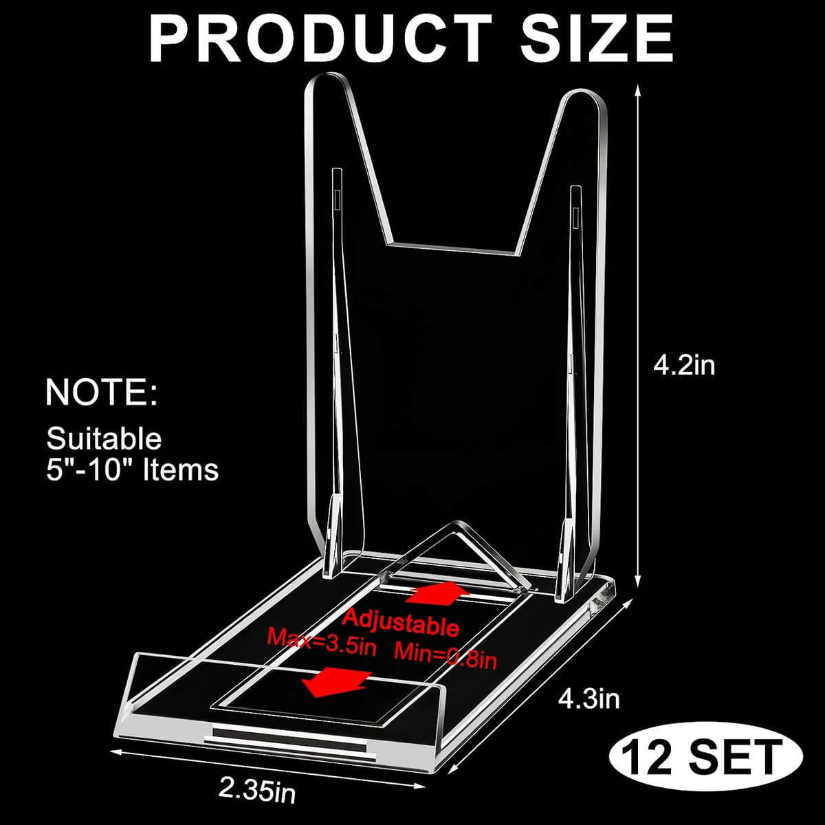 36 Pack Acrylic Book Stand for Display Adjustable, 4.2in H