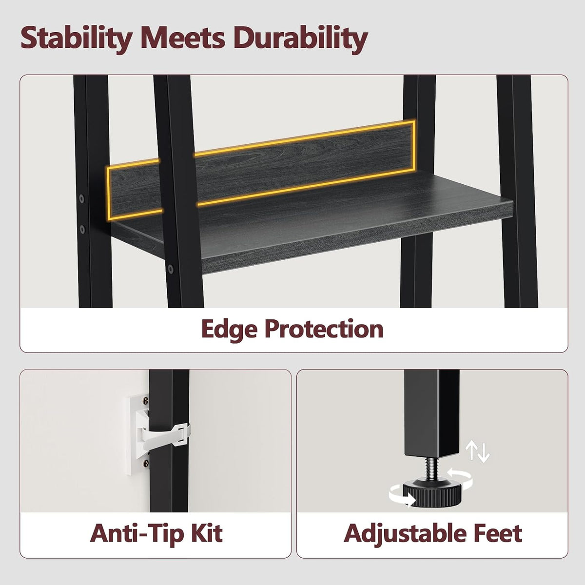 Furologee Bookshelf Set of 2, 6 Tier Ladder Shelf with Drawer