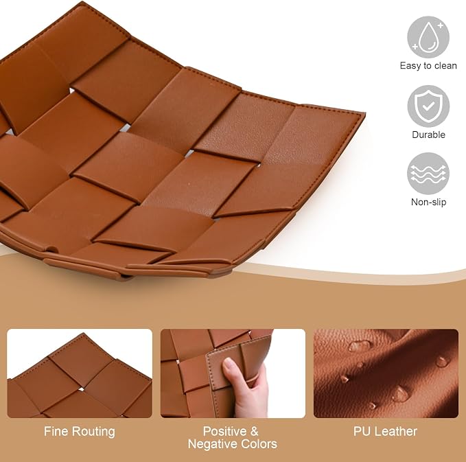 Valet Tray PU Leather Key Holder Bowl