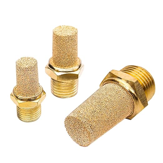 Beduan 3 Pcs Pneumatic Brass Exhaust Muffler Filter, 1/2" Male Thread Hex