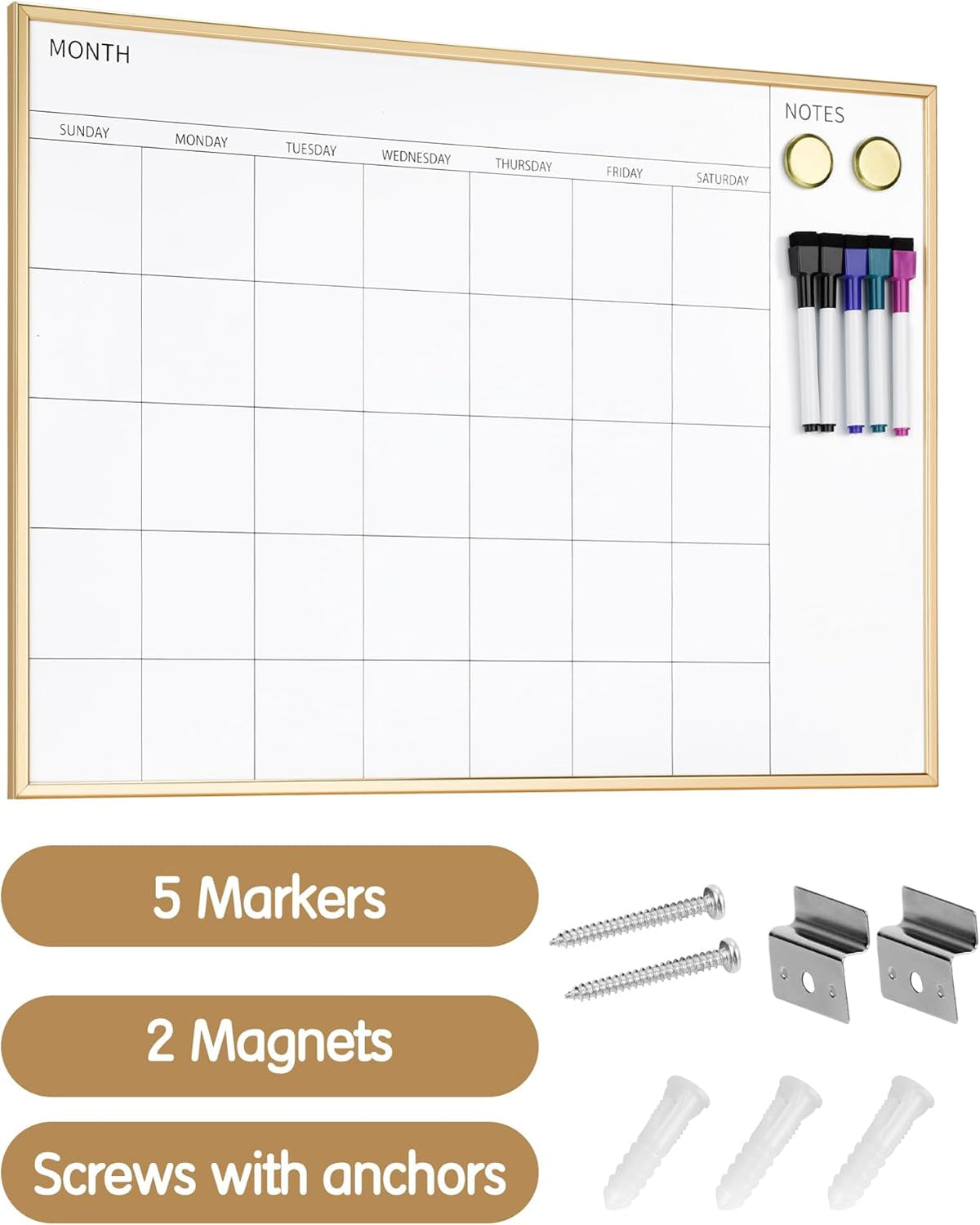VUSIGN Calendar Whiteboard 17x23 Magnetic Dry Erase Board Wall Mount