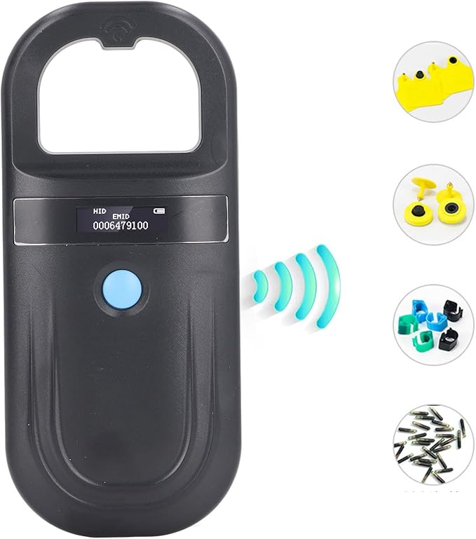 Pet Microchip Reader, Animal ID Microchip Scanner 134.2KHz, Supports ISO11784 85 FDX B ID64 Microchip EMID, Pet Chip ID Scanner with LED Display, Buzzer, USB Charging for Cat Dog
