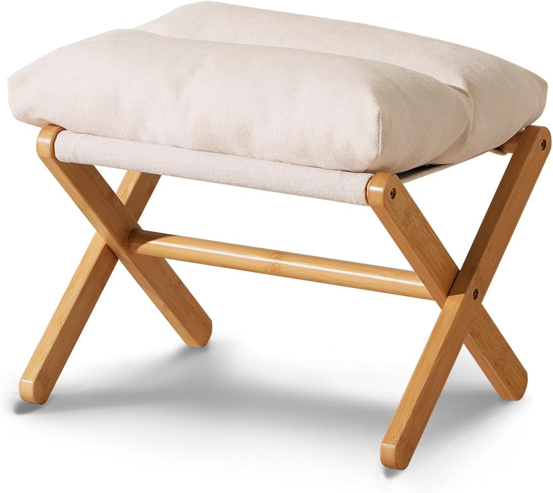 Baveke Foldable Ottoman Foot Rest for Chair, Small Foot Stools Ottoman for Home Decor, Space-Saving Foot Rest for Couch Living Room, Bedroom, Entryway