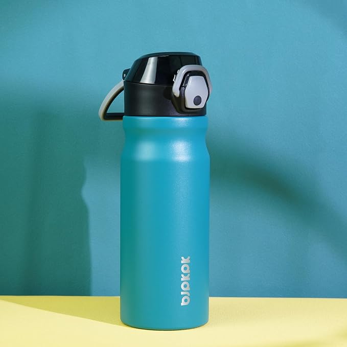 BJPKPK 18 oz Water Bottle with Straw & Handle, Insulated Stainless Flask | Leak