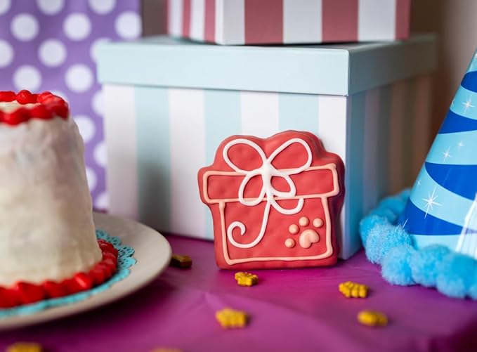 Wufers Birthday Boy Cookie Box | Gifts for Dogs | Gourmet-Decorated Treats | Made with Locally Sourced Ingredients (Red - Birthday Girl)