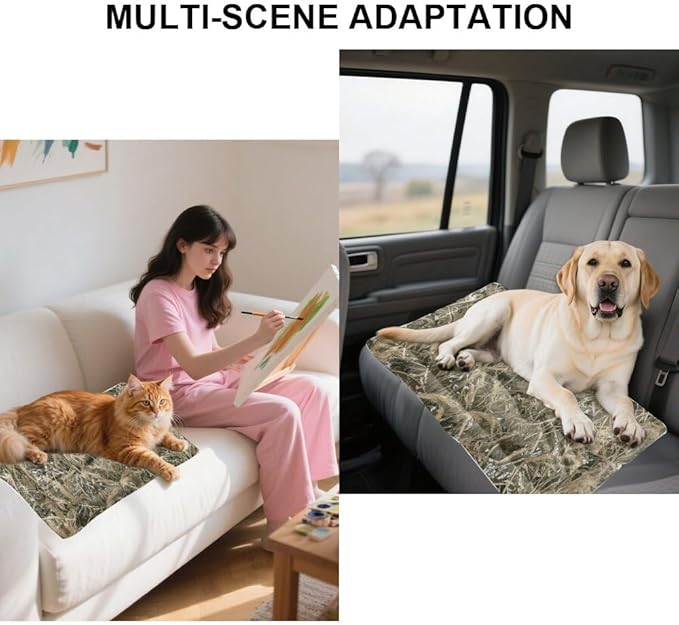 Dry Grass Camouflage Dog Bed Crate Pad Mat Large Crate Pad Puppy Bed for Washable Non-Slip for Fluffy Dog Beds Medium Dogs Mattress Pillows Large Dogs Indoor Outdoor 24X18 Inch