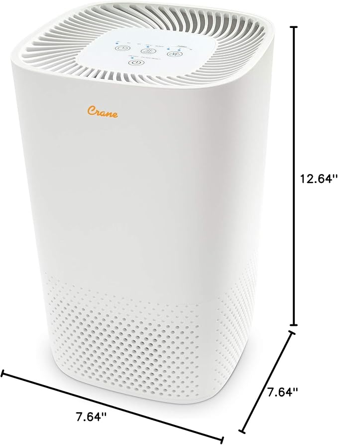 Crane Air Purifier with True HEPA Filter, UV Light, 250 Sq Feet Coverage