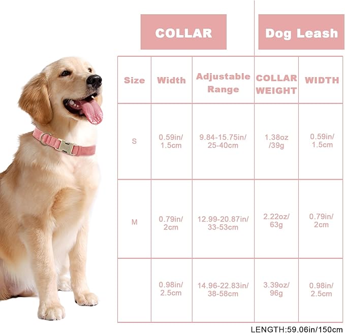 Genuine Leather Dog Collar - Adjustable Pet Collar with Quick Release Metal Buckle, Soft Skin Friendly Real Leather Collar for Small, Medium, Large Dogs (Pink, L：Fit 15-23" Neck)