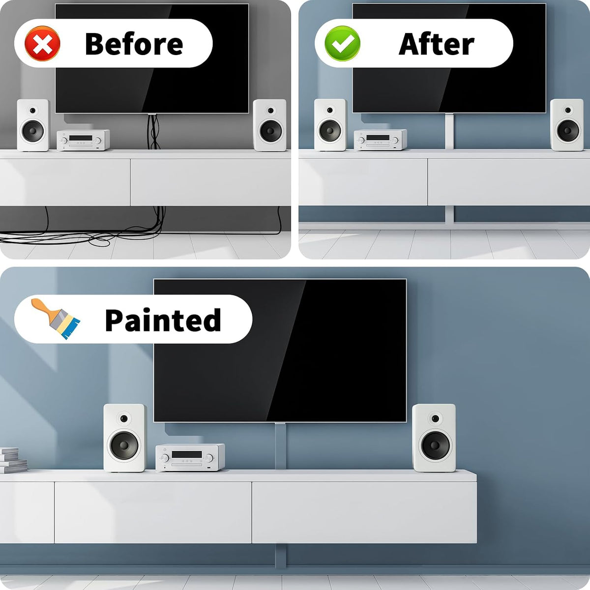 Extra-Long Paintable Cord Cover Hider for Wall TV - 6X 39.4in TTL 236in