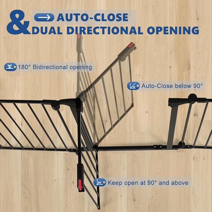Freestanding Dog Gates with Door Walk Through, Extra Wide Doggy Door 150" W x 29" H Pet Gate Safty 6 Panels Dog Fence for Stairs, Doorways