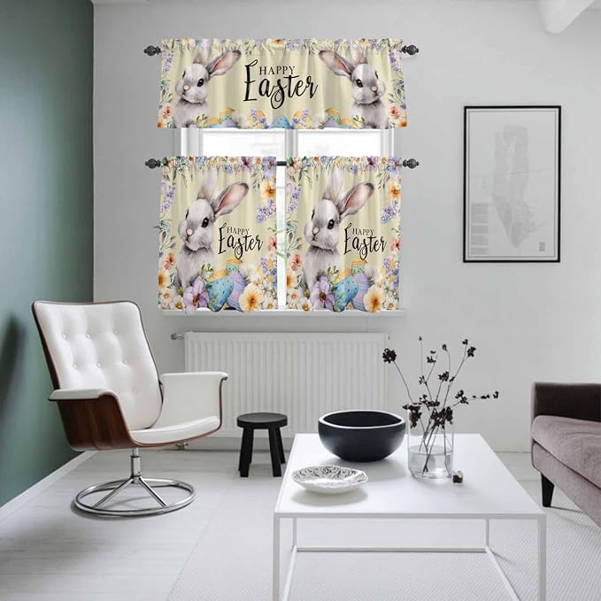 Happy Easter Kitchen Curtains Set 3 Piece