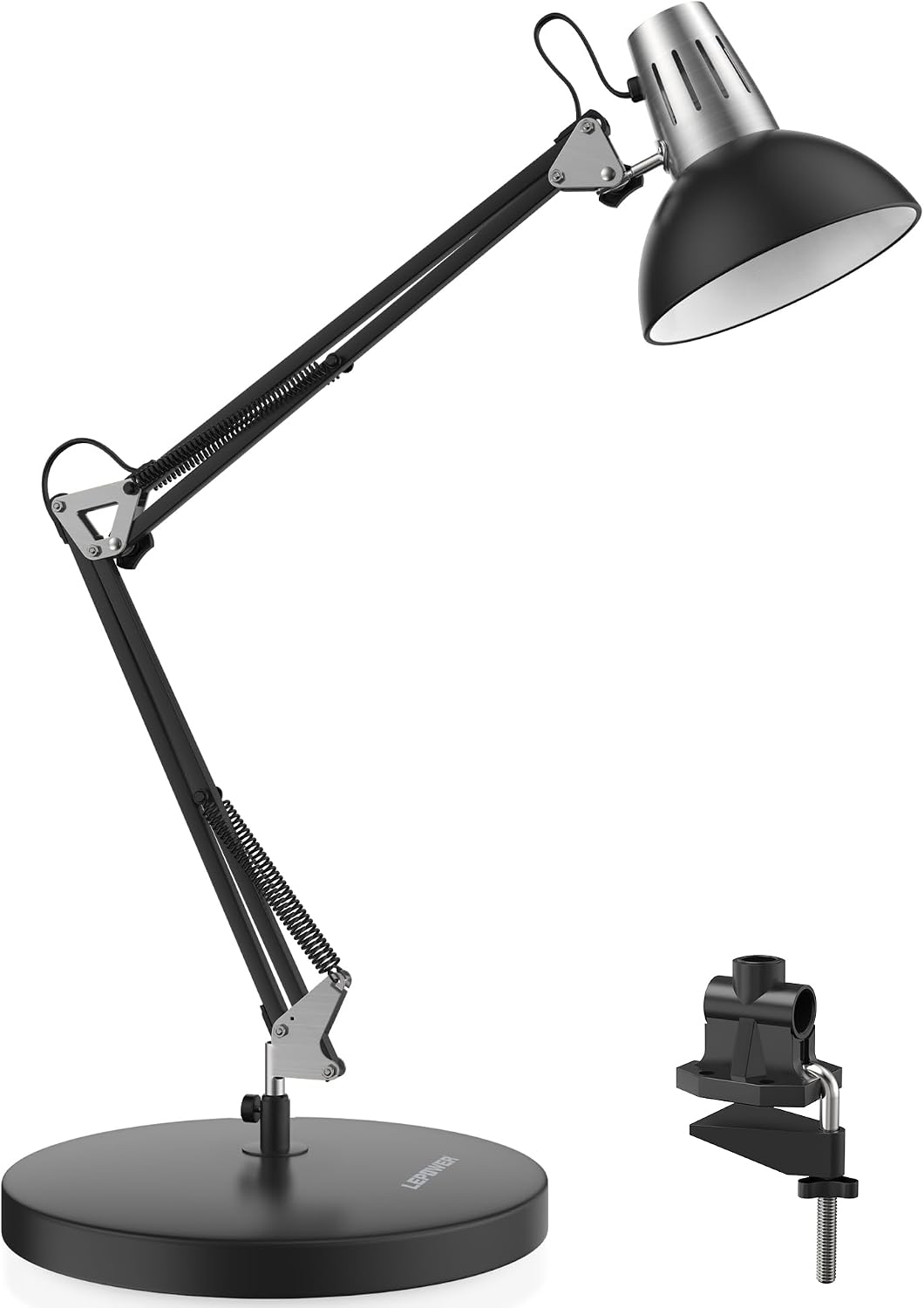 LEPOWER Metal Adjustable Desk Lamp with Clamp, Swing Arm for Home Office