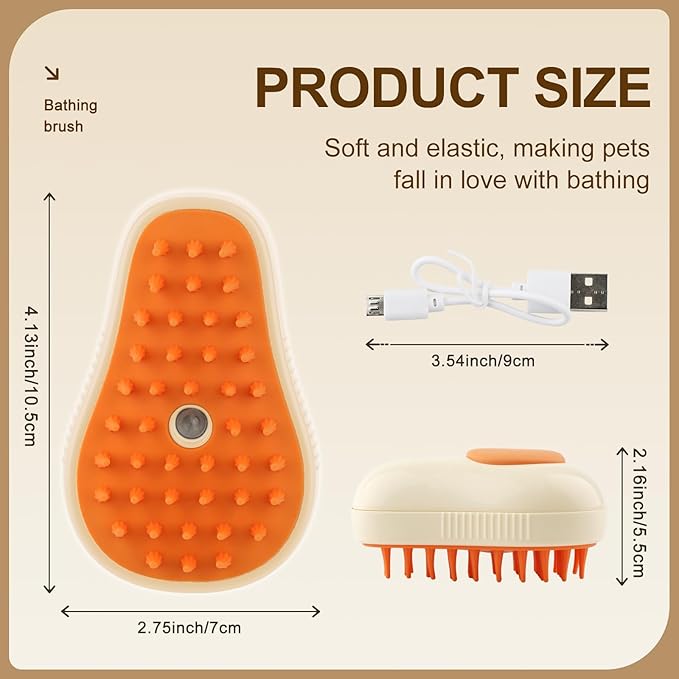 Cat Steam Brush, 3 in 1 Dog Steamy Brush, Silicone Massage Grooming Comb, Pet Hair Cleaning Misting Comb for Cats Dogs(Avocado White/Green)