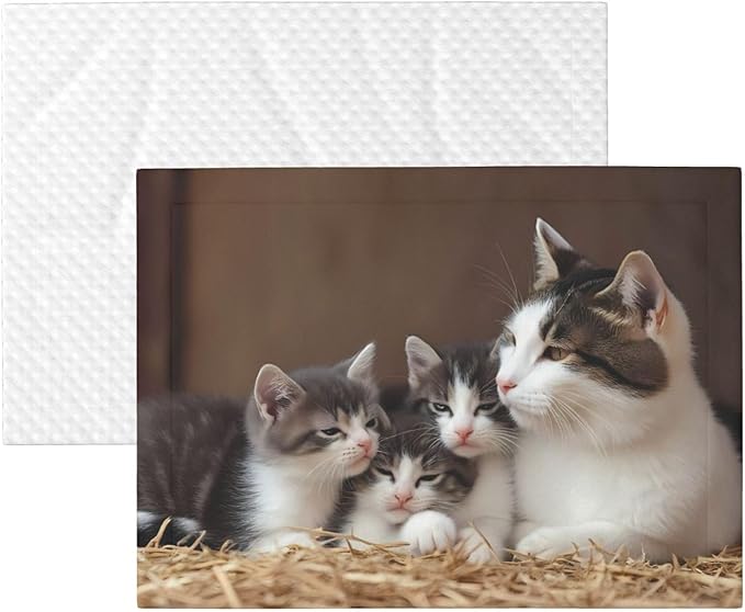 Cat Family Print Soft Plush Pet Blanket, Washable Dog Blanket, Cat Fleece Throw, Puppy Bed Crate Mat & Sofa Couch Protector - Small