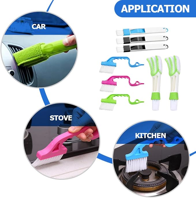 Window Groove Cleaning Brush Set 8pcs Scrubber