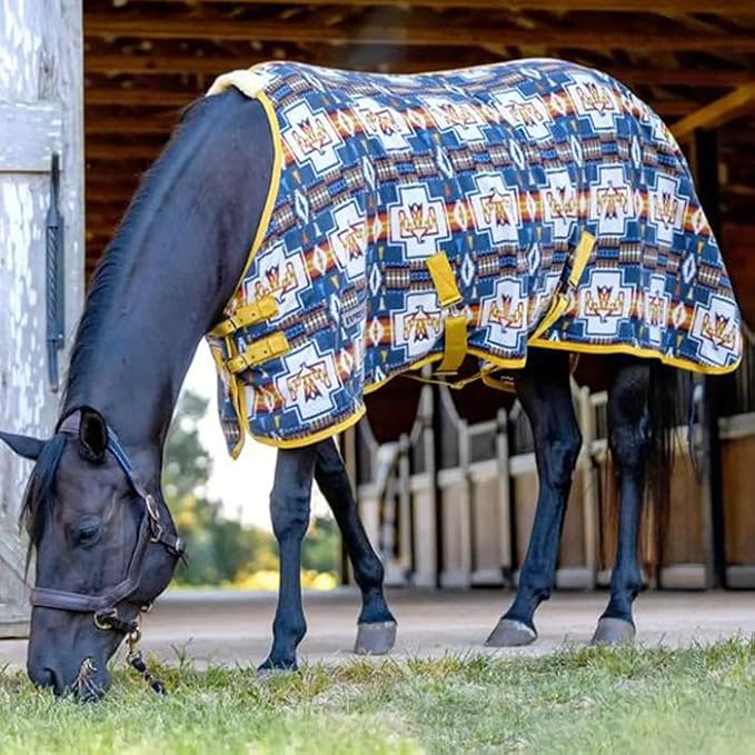 Jeffers Expression Standard Neck Fleece Cooler for Horses, 72"- Equine Towel Blanket, Moisture Absorbent, Light Weight, Best for Drying, Exercise, Bathing, Adjustable Belly Bands - Thunderbird