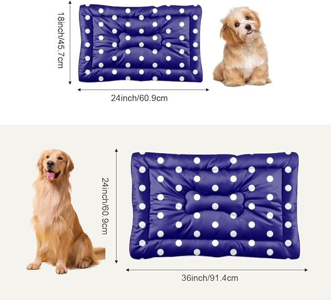 Polka Dot Blue Dog Beds and Furniture Small Dog Crate Mat Large Pads Crate Liner Pad Washable Non-Slip Beds Washable Doggie for Medium Dogs Cute Bed Mat Little Bed Indoor Outdoor 24X18 Inch