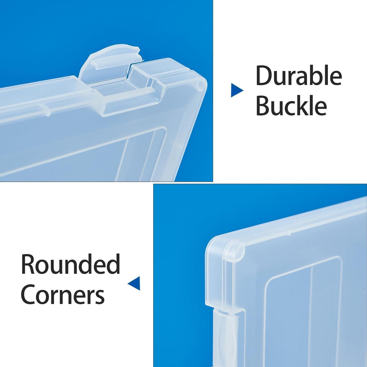 6 Packs A4 Paper Storage Boxes, 8.5 x 11 Plastic Portable Project Case for US letter Size and A4 paper, Plastic Multi-Purpose Thick Scrapbook Storage Box for Office (12.6"L x 9.5"W x 0.94"H)