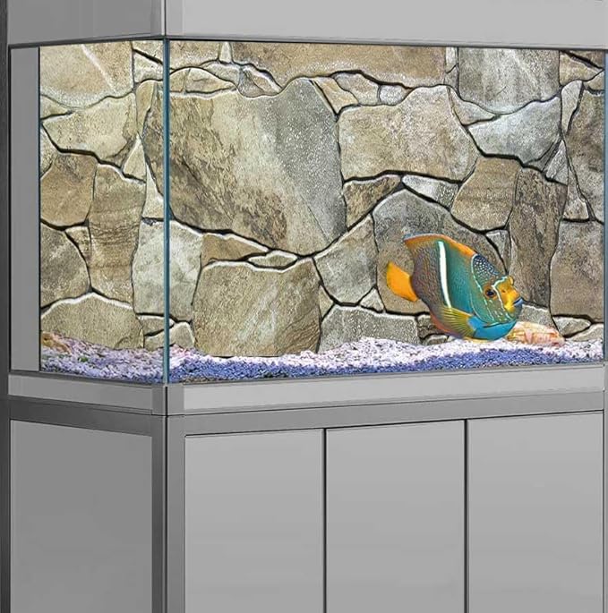 30X18IN Marble Aquarium Background, Art Marble Aquarium Background, Natural Marble Glass Terrarium Background with 8 EVA Double-Sided Tape