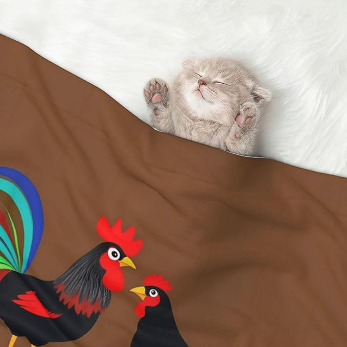 Chicken Farm Animal Print Soft Plush Pet Blanket, Washable Dog Blanket, Cat Fleece Throw, Puppy Bed Crate Mat & Sofa Couch Protector - Medium