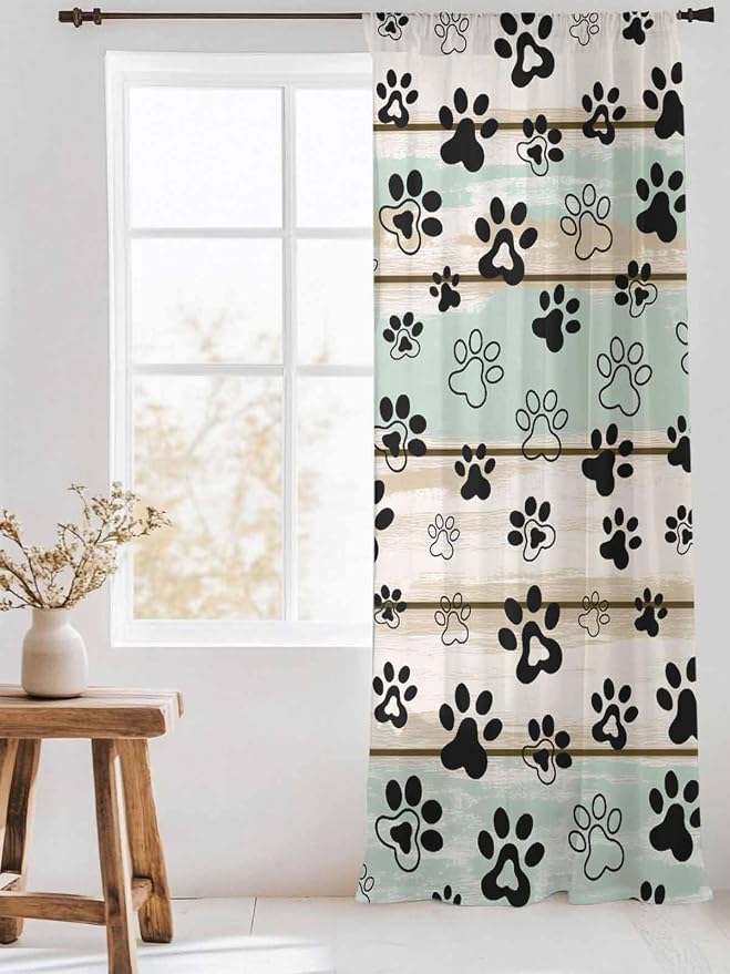Sheer Curtains 96 Inches Long, Sage Green Beige Farmhouse Semi Sheer Curtains