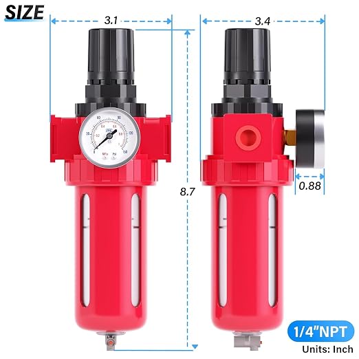 TAILONZ PNEUMATIC 0-150PSI 1/4 Inch NPT Aluminum Alloy Air Filter, Particulate