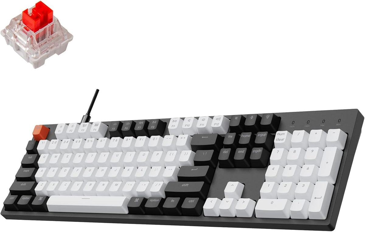 Keychron C2 Wired Full-Size Keyboard, Keychron Red Switch, White Backlight