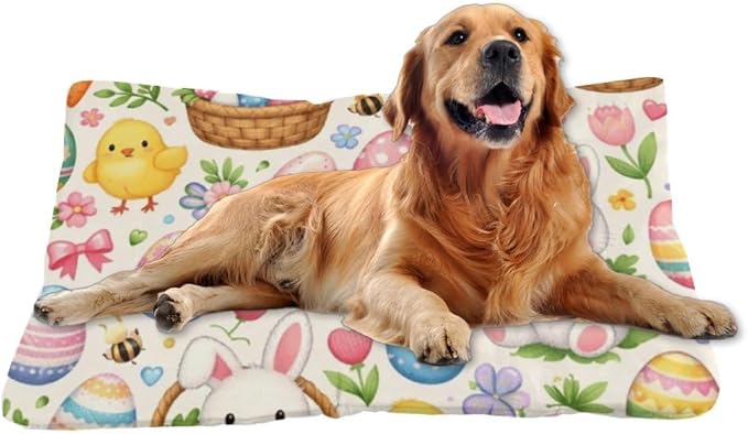 Chew Resistant Dog Bed 24 × 18 Inch Floral Pastel Easter Bunny Egg Chick Dog Pads Small Crate Pad Stylish Crate Bed Washable Pup Cama De Perros Medianos One Pack Pet Pads Kennel Mat for Nap